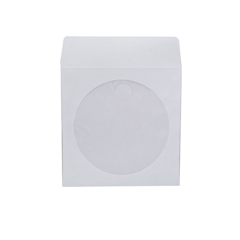 Maxtek 1,000 Pieces White Paper CD DVD Sleeves Envelope Holder with Clear Window and Flap, 80g Economy Weight. - Image 1